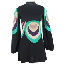 Temperley London Abstract Knit Mini Dress in Black Silk
