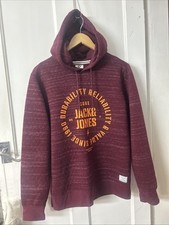 Jack & Jones Men's Pullover Hoodie Size Medium Burgundy Long Sleeve