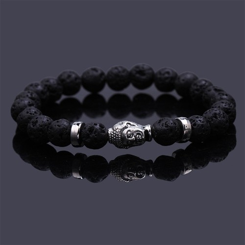 Lava stone beaded silver - lava,
