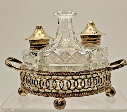 Vintage cut glass cruet set - vintage,