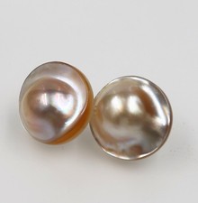 18mm Mabe Blister Pearl  Extreme Iridescent Cabochon Stud ~ Purple 925S