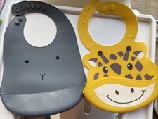 2x Baby Toddler Bib Silicone Washable Waterproof