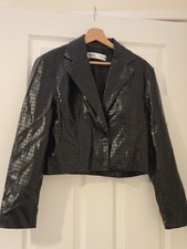 Zara Faux Leather Cropped Croc Jacket S New Without Tags Stunning