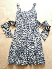 Joseph NEW 100% silk grey patterned sleeveless summer dress w waist ties UK 4/6