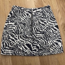 Topshop Denim Animal Print Zebra Tiger Print Mini Skirt Size 6