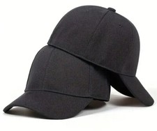 Unisex Dark Grey Canvas Flex Fit Baseball Cap One Size No Adjustment Needed New