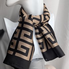 Geometric Gold Brown Silk Neck