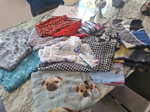 Ten silky scarves polyester - ten,