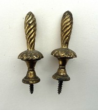 Pair Reclaimed Antique Solid Brass Finials 70mm Tall