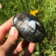 Labradorite Silver Blue Flash Palm Stone Crystal