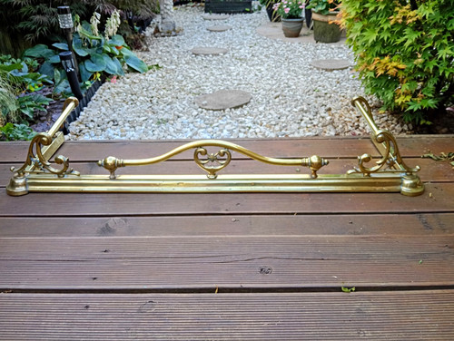 Brass fireplace fender - brass,