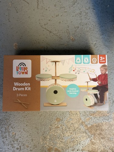 Little town wooden drum - little, 3+