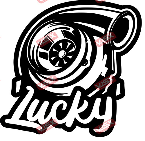 Lucky turbo exhaust decal - lucky, car