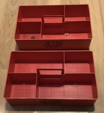 2 X Vintage 1970’s LEGO Storage Box Red 4 Compartments / Carry Handle Tray