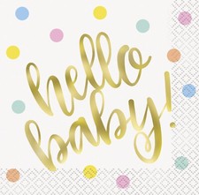 Hello Baby Napkins Gold Foil