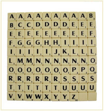 SCRABBLE TILES TILES IVORY/BLACK LETTERS FULL SET 100 PIECES ART UK SELLER