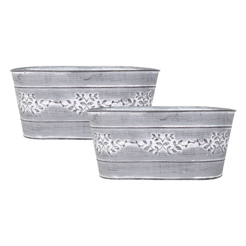2pc grey metal leafy vine - grey,