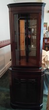 Mahogany Corner Unit With Glass Doors And Separate Wall Mounted Corner Unit