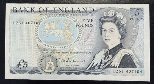 Old five pound note - five,