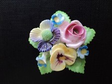 Vintage DENTON China Flower Brooch. Made in England.