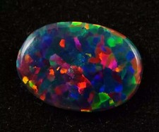 Natural Black Fire Opal Oval