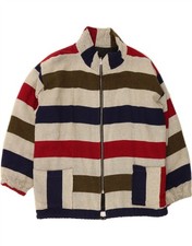 VINTAGE Mens Bomber Jacket UK 42 XL Multicoloured Striped DT59