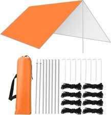 Portable Camping Tarp For Auction Polyester for Outdoor Travel Orange 3m x 3m