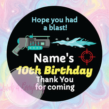 Personalised Laser Quest Tag Birthday Stickers Party Thank You Sweet Cone Bags