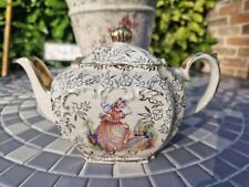 Vintage Sadler  Cube Shaped Tea Pot With Crinoline Lady Pinkie