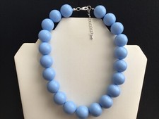  Chunky Sky Blue Bead Choker Necklace