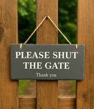 Personalised Engraved Hanging Slate Warning Sign House Door Plaque ANY MESSAGE
