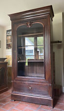 Vintage Glazed Armoire Display Cabinet French Oak/ Mahogany/ Pattern  Veneer