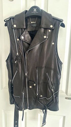 Women black leather biker - black,