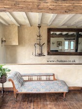 Original Antique English Oak Country Floral Day bed Sofa Chaise Lounge Longue