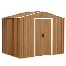 Outsunny 8 x 6ft Garden Storage Shed with Double Door Brown Wood Effect