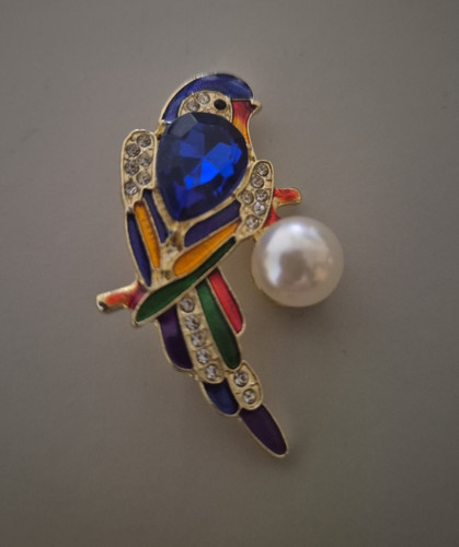Enamel brooch parrot - enamel,