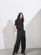 Raey Black Silk Crepe Wide Leg Trousers. Size 12