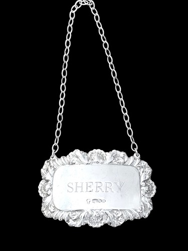 Sherry decanter label - sherry, sterling