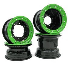 ATV QUAD WHEELS GREEN BEADLOCK
