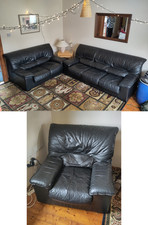 Piece sofa suite black - sofa,