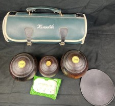 Vintage Lawn Bowls and Jack Set of 2 Case Included - FREE POST - R3D