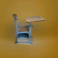 Vintage Wood Metal Elementary SCHOOL DESK  Mid Century #13 Stamped 