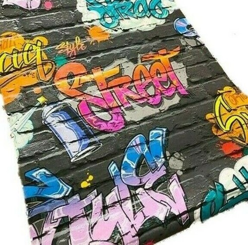 Graffiti black brick wall - black,