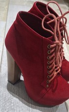 BEBO Red Faux Suede Platform