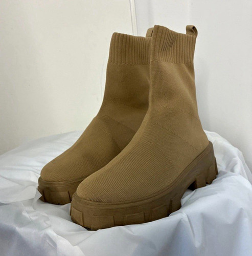 Women beige knit - women's, ankle