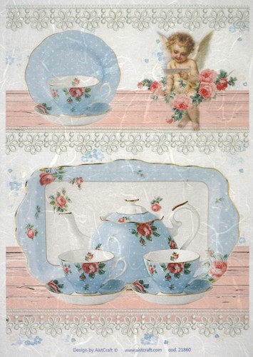 Vintage tea set cherub - tea, &