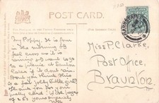 FAMILY HISTORY  POSTCARD - CLARKE - BRAUNTON POST OFFICE DEVON