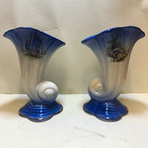 Vintage pair vases shell - vintage,