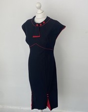 Stop Staring Bombshell Pin Up 50s Style Wiggle Dress Black Red Accents Medium