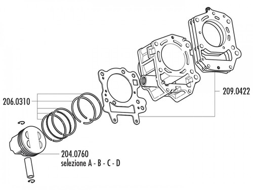 Piston set polini 180cc 67mm - set,